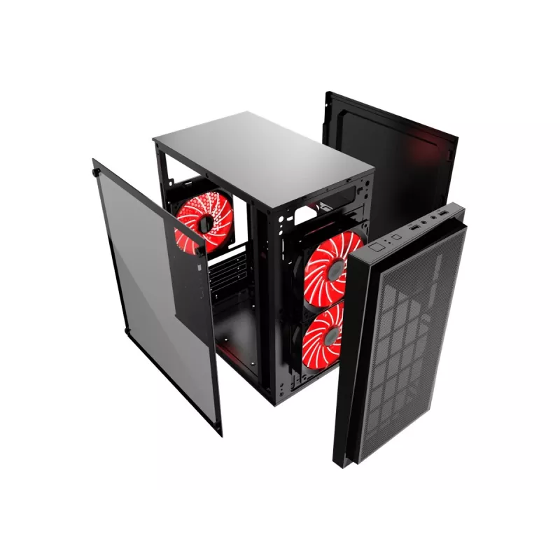 Caixa de PC com design Gaming GEMBIRD CCC-FORNAX-950R 3 ventoinhas de 12 cm vermelhas
