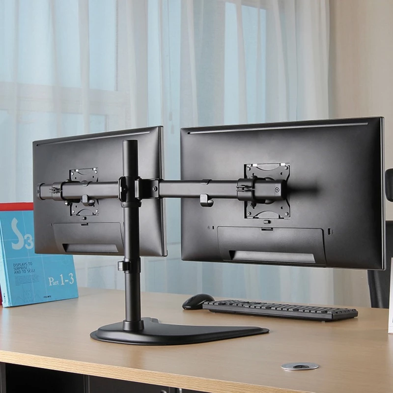 HAGOR HA FS - conjunto de montagem (suporte de mesa) - para 2 ecrãs LCD - preto - tamanho do ecrã: 38-68 cm (15-27)