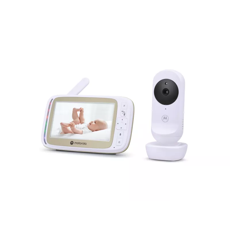 Intercomunicador de vídeo para bebé Motorola 5,0 polegadas Wi-Fi com fixação à cama Stargrip | VM45 Connect | branco