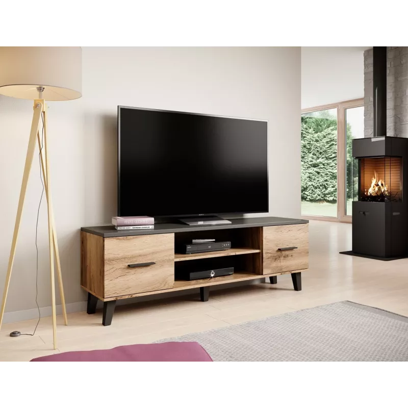 Suporte de TV para cama LOTTA 160 2D2K carvalho wotan/preto mate
