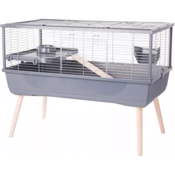 Gaiola ZOLUX Neolife 100 para porquinhos-da-índia, cinzento, 990 × 540 × 760 mm, espaçamento das barras 15 mm, tabuleiro removível