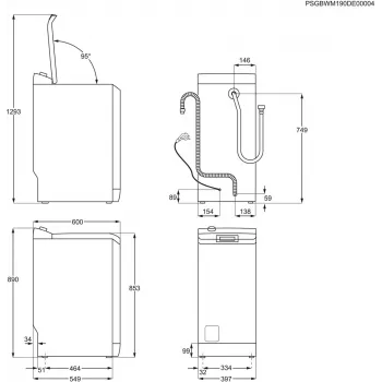 Máquina de lavar roupa de carga superior Electrolux EW2TN5261FP, 6 kg, 1200 rpm, tambor 42 l, branca