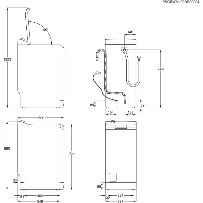 Máquina de lavar roupa de carga superior Electrolux EW2TN5261FP, 6 kg, 1200 rpm, tambor 42 l, branca