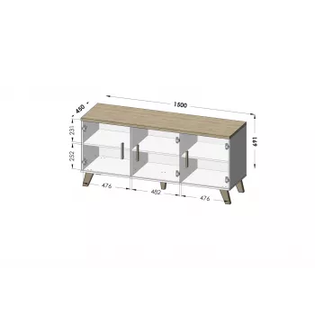 Aparador Cama LOTTA 150 3D branco + carvalho sonoma