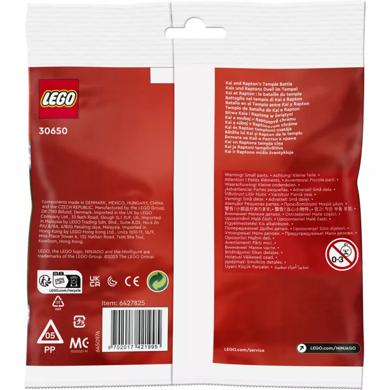 30650 Ninjago Duelo de Kai e Rapton no Templo, conjunto de construção Polybag
