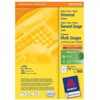 Avery - etiquetas - branco - 42,3 x 70 mm, 2100 etiquetas (100 folhas x 21) (3652)