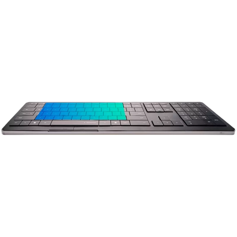Teclado sem fios CLEVETURA CLVX 1 Touch-On-Keys AI, layout ANSI US Windows, interruptores scissor, caixa de alumínio, RGB interativo