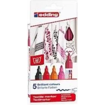 Conjunto de marcadores Edding 4500, ponta redonda, pack de 5, multicolor, Alemanha