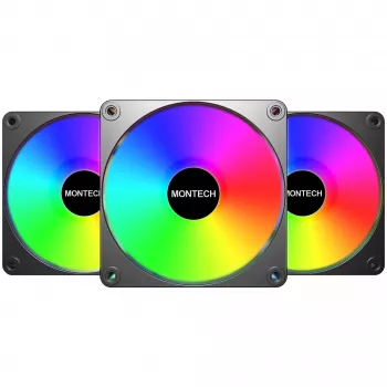 Módulo de ventoinhas para caixa de computador Montech GF120R V2 ARGB 12 cm preto 3 unidades
