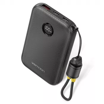 Powerbank Vention FKAB0-C 10000 mAh, 2× USB-C + 1× USB-A, 22,5 W, preto