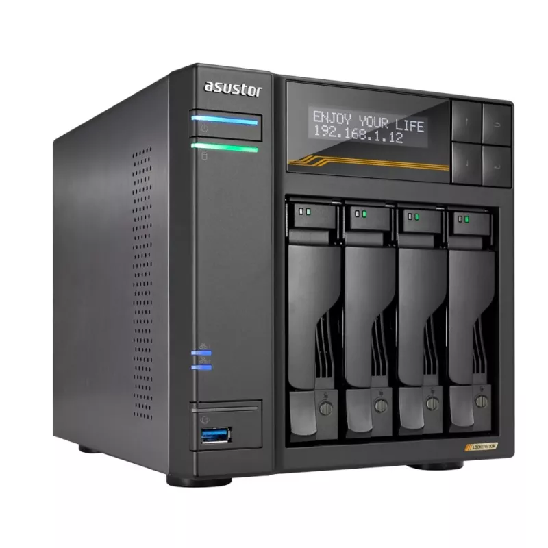 Asustor Lockerstor 4 Gen3 AS6804T NAS 4 baías, AMD Ryzen V3C14, 16GB DDR5 ECC, 2x 10GbE + 2x 5GbE