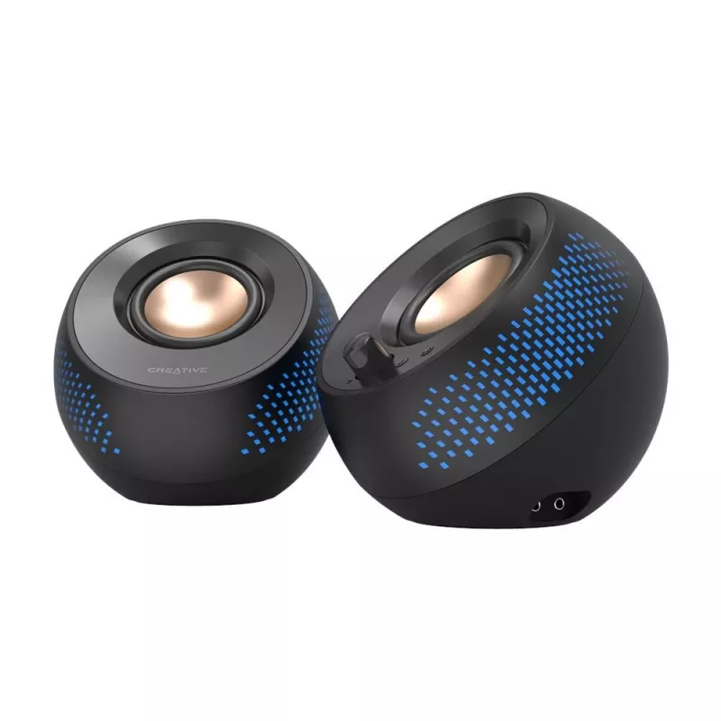 Altifalantes para computador CREATIVE Pebble X 2.0 USB-C com iluminação RGB ajustável, Bluetooth 5.3, áudio USB, até 15 W RMS para PC e Mac