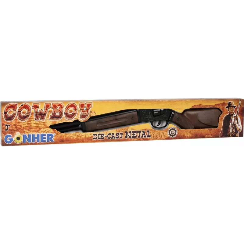 Gonher espingarda de cowboy de metal de brincar, 12 tiros