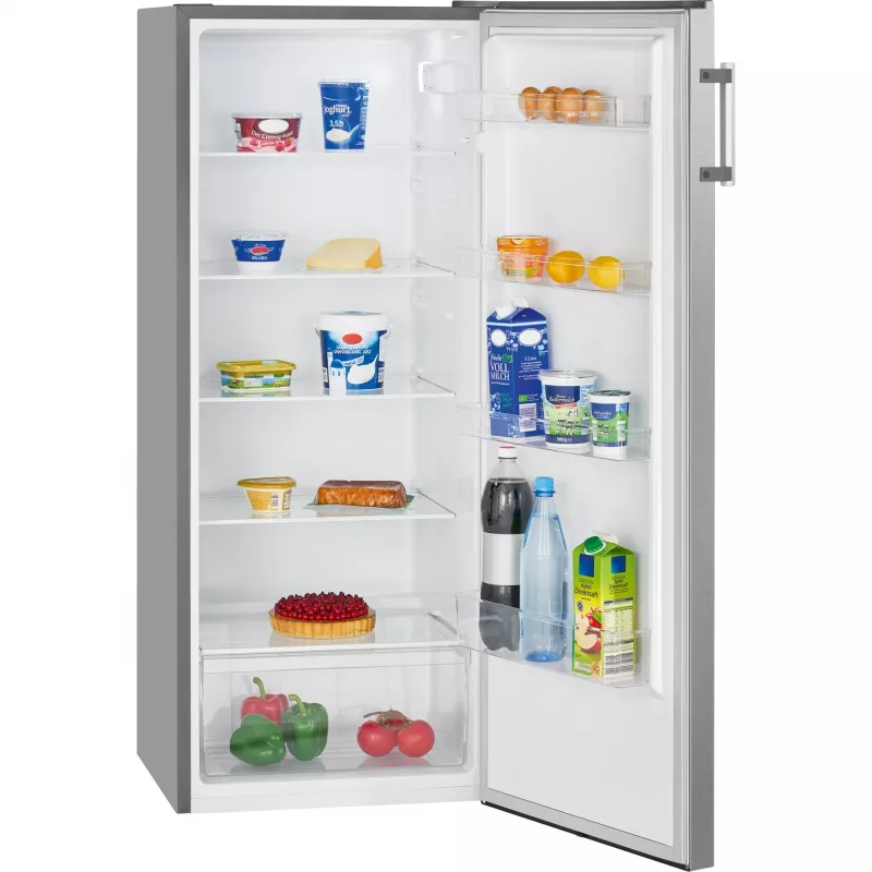 Frigorífico vertical BOMANN VS 7316 IX, 242 L, aço inoxidável, classe energética E, 5 prateleiras de vidro
