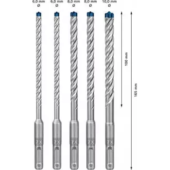 Bosch Expert 7x SDS-plus Conjunto de brocas para martelo, 5 unid., 6/8/10 mm