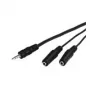 Cabo adaptador Wentronic Goobay jack 3,5 mm, preto, 0,2 m – ficha jack 3,5 mm (3 polos, estéreo) > 2 conectores fêmea jack 3,5 mm (2 polos, mono) (50465)