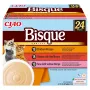 Saquetas de comida húmida para gatos INABA Ciao Bisque — sortido: frango, vaca, peixe; 24 × 40 g
