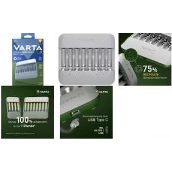 Varta Eco Charger Multi carregador de pilhas USB NiMH cinzento