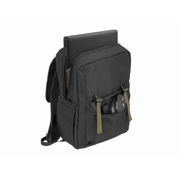 NATEC Niala NTO-2239 mochila para portátil de 39,6 cm (15,6 polegadas), 18 L, resistente a salpicos, poliéster reciclado, preto/verde escuro