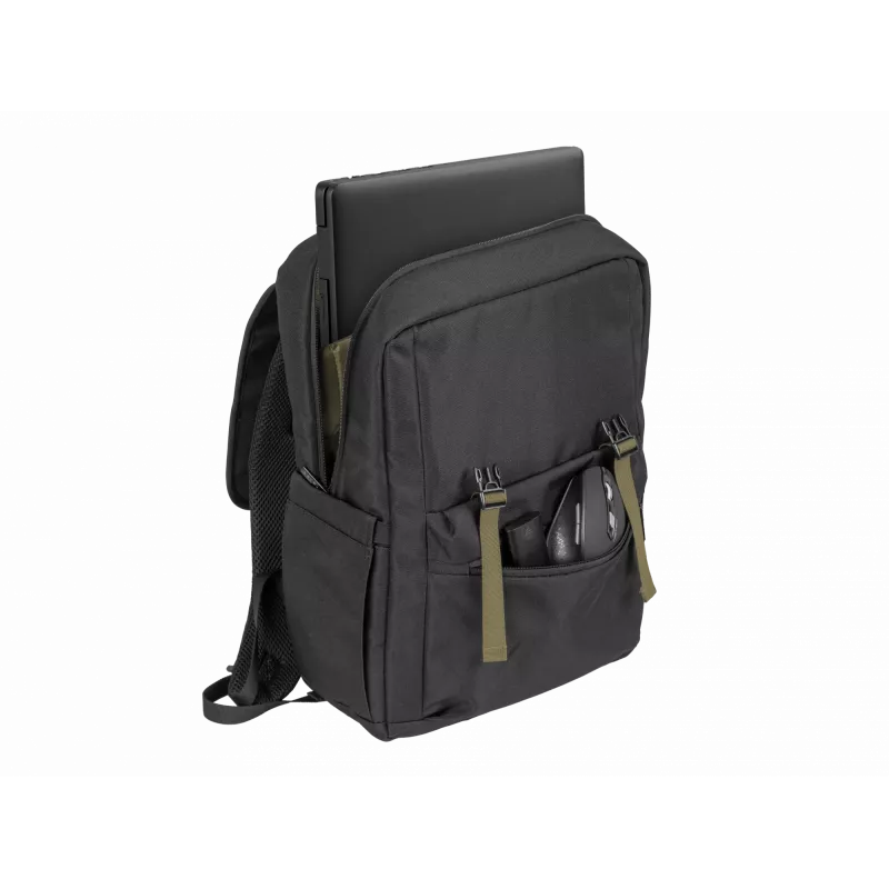 NATEC Niala NTO-2239 mochila para portátil de 39,6 cm (15,6 polegadas), 18 L, resistente a salpicos, poliéster reciclado, preto/verde escuro