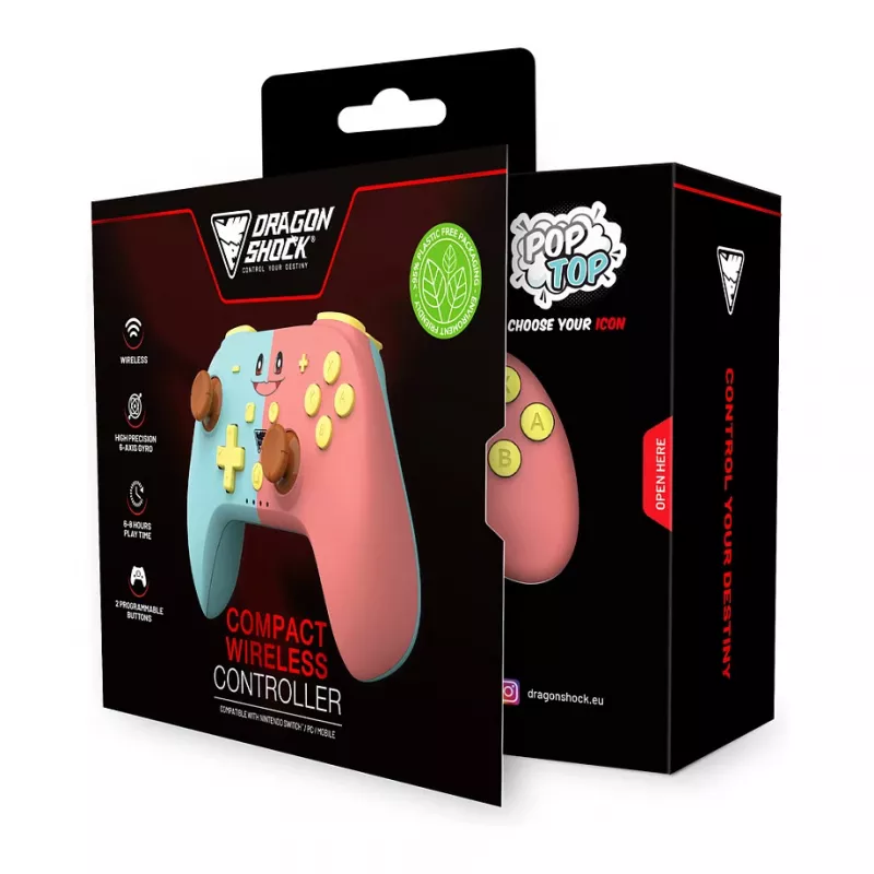 Dragonshock comando Poptop sem fios cubos rosa azul Switch