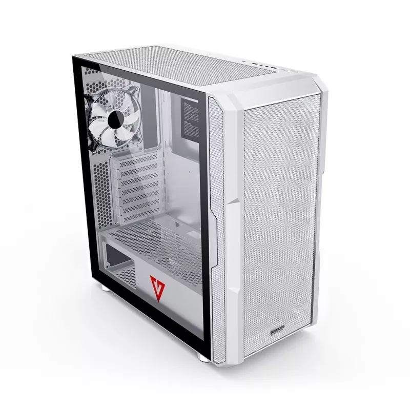 Caixa de PC MODECOM AMIRANI ARGB Midi Tower branca — ATX/ITX, GPU 35 cm, dissipador de CPU 16,5 cm, 2 ventoinhas de 200 mm