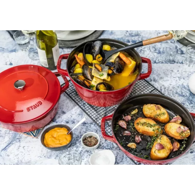 Staub La Cocotte Caçarola redonda em ferro fundido – CONJUNTO DE 3 PEÇAS