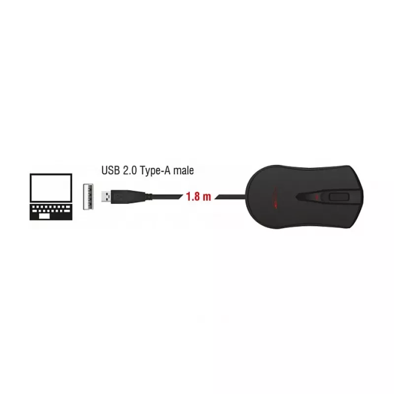 Rato gaming DeLOCK 12531 ambidestro USB Type-A ótico 4800 DPI