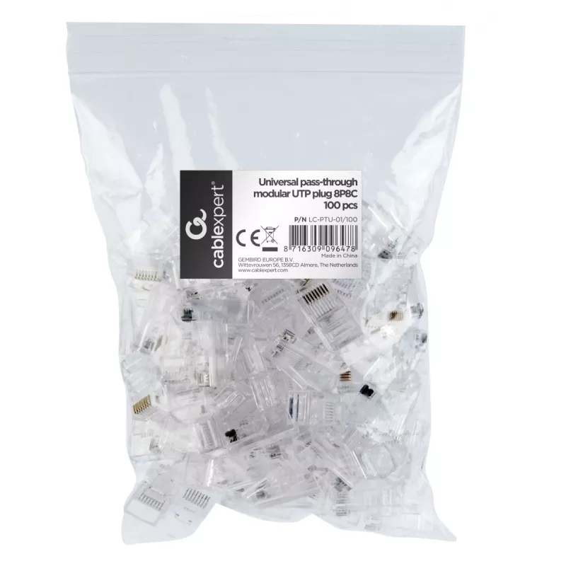 Conector de fios Gembird LC-PTU-01/100 8P8C RJ45 transparente