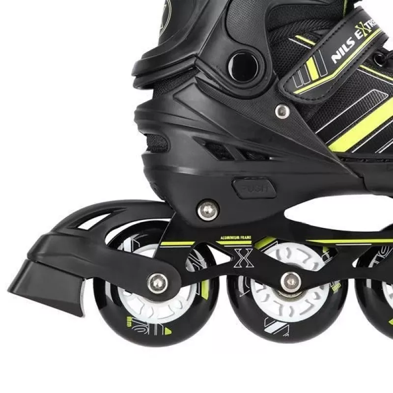 Patins em linha 2IN1 Nils Extreme NH18191 PRETO/LIMÃO TAM. M (34-38) com patins de hóquei no gelo substituíveis