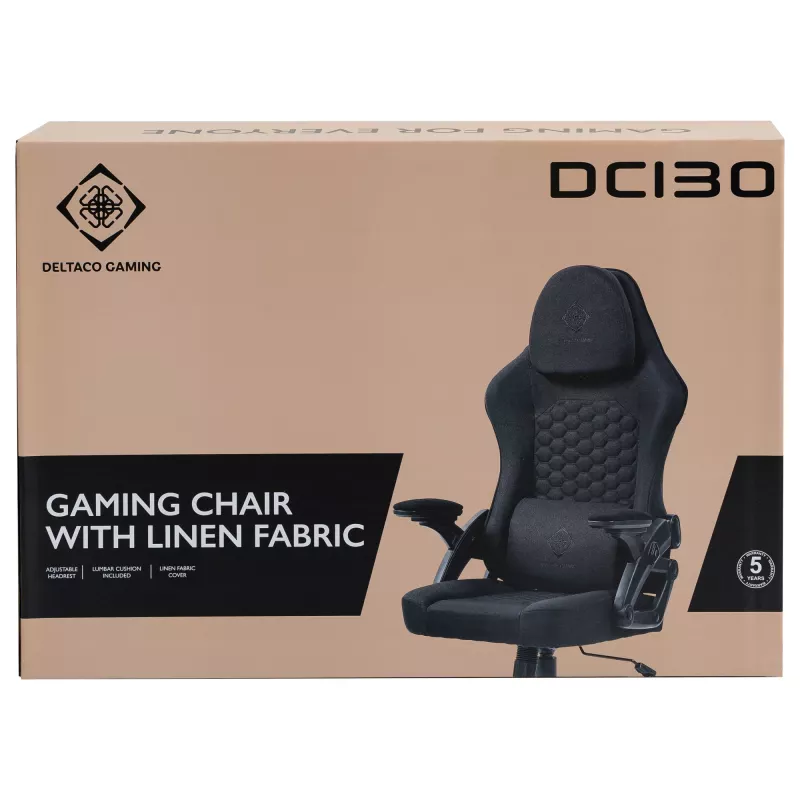 Cadeira gaming Deltaco DC130 Soft Woven Mesh preta (GAM-180)