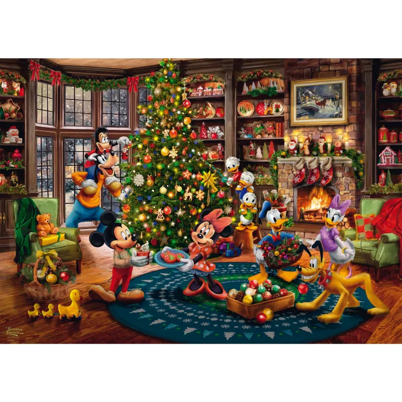 Thomas Kinkade Studios: Disney - Mickey & Minnie Trimming The Tree, puzzle 1000 peças
