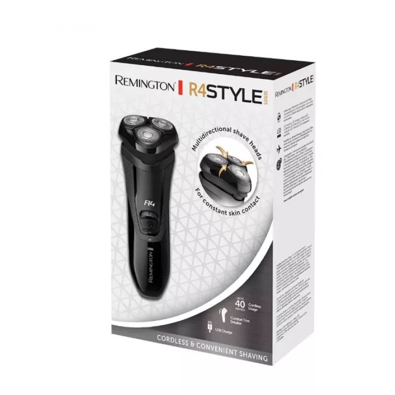 Máquina de barbear rotativa Remington R3600 preta a pilhas 40 min