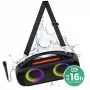 Coluna portátil MEDIA-TECH MT3184 — Bluetooth 5.3, 60W RMS, IPX5, bateria Li-Ion 16h, porta de carregamento USB-C, MicroSD, TWS, microfone, telecomando