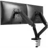 Suporte de mesa Goobay | Suporte para dois monitores com mola a gás | Orientável, inclinável, rotativo | 17-32 inch | Capacidade máxima de carga 9 kg | preto
