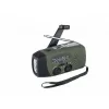 Rádio de emergência FOSCO 464600 com lanterna LED, powerbank, FM, IPX3, carregamento solar/manivela/USB-C — verde/preto