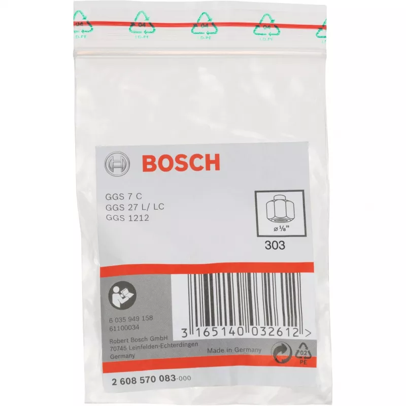 Pinça de aperto Bosch 2608570083 1/8 polegadas com porca de aperto