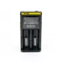 Carregador de pilhas Nitecore D2 — carregador de 2 compartimentos para pilhas AA/AAA/AAAA/C, tensão de entrada 100–240V, tensão de saída 4,2V, preto
