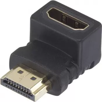 Adaptador HDMI SpeaKa Professional [1x ficha HDMI – 1x conector fêmea HDMI] angular 90° para cima, contactos das fichas banhados a ouro SpeaKa Professional (SP-7870132)