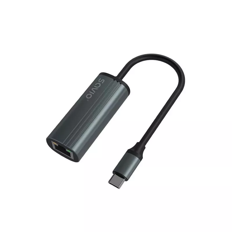Adaptador SAVIO USB-C 3.1 Gen.1 (M) para RJ-45 Gigabit Ethernet (F), 1000 Mbps, AK-56, cinzento