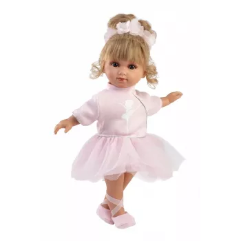 Boneca bebé Llorens Elena Ballerina altura 35 mm tecido e vinil bege rosa branco recomendada a partir dos 3+