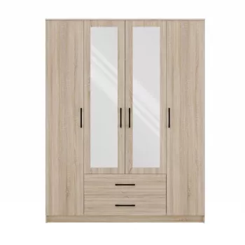 Roupeiro Topeshop ROMANA 160 SON 11 prateleiras 4 portas carvalho