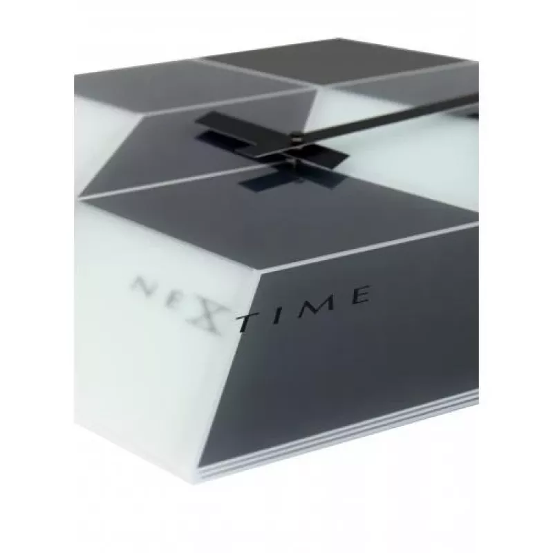 Relógio de parede NeXtime 8171 Cubic, 43,5x37 cm, preto/branco/cinzento