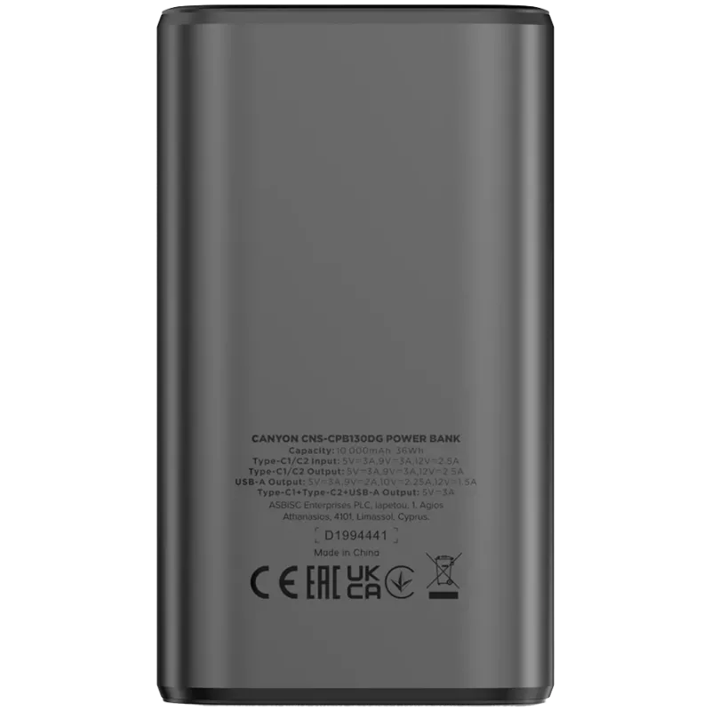 Powerbank portátil CANYON OnPower 130 TFT 10000 mAh