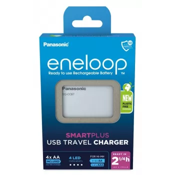 Carregador USB PANASONIC Eneloop Smartplus BQ-CC87 + 4x AA 2000 mAh (K-KJ87MCD40USB)