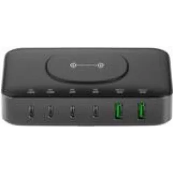 4smarts Estação de carregamento - 7-em-1 - 100 Watt - 5 A - PD/PPS, PD 3.0, QC 3.0, HiSilicon Fast Charging, AFC - 6 portas de saída (24 Pin USB-C, USB)