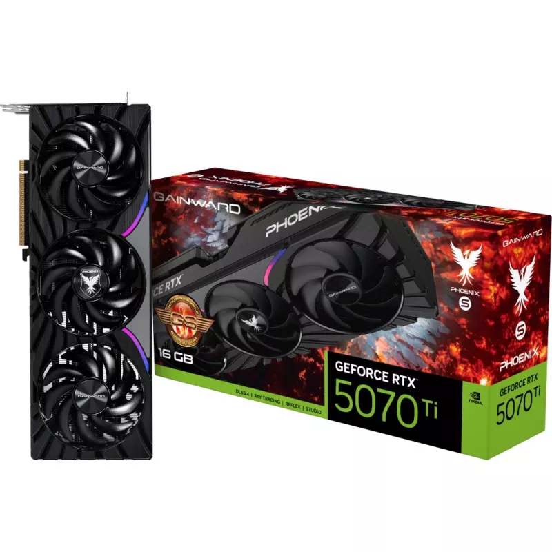 Placa gráfica GAINWARD GeForce RTX 5070 Ti Phoenix-S GS, 16 GB GDDR7, PCIe 5.0, 256-Bit, 2295 MHz