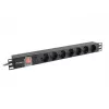Lanberg | Unidade de distribuição de energia (PDU) 19 polegadas 1U 10A 2M 7x tomadas Schuko | PDU-07F-0200-IEC-BK