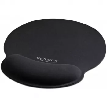 Tapete de rato ergonómico Delock com apoio de pulso preto 252x227 mm