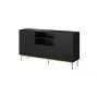 Cómoda PAFOS sobre estrutura de aço dourada 150x40x90 cm preto mate